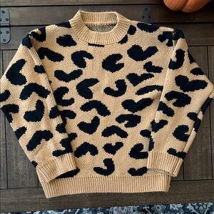 Leopard Print Sweater - Black and Tan
